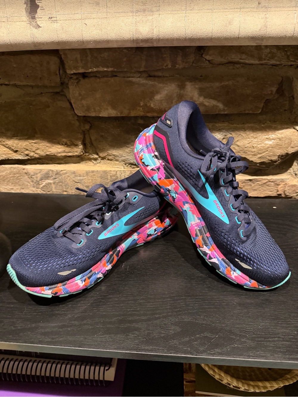 Brooks Women's Navy Running Shoes with Multicolor Floral Midsole